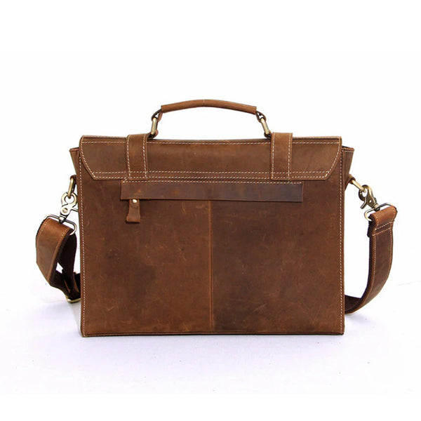 Full Grain Brown Handmade Genuine Leather Messenger Bag