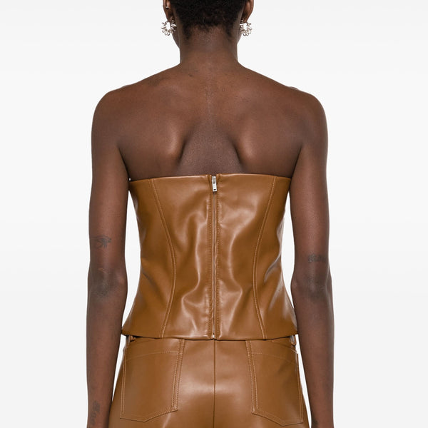 Strapless Boned Bodice Leather Bandeau Top