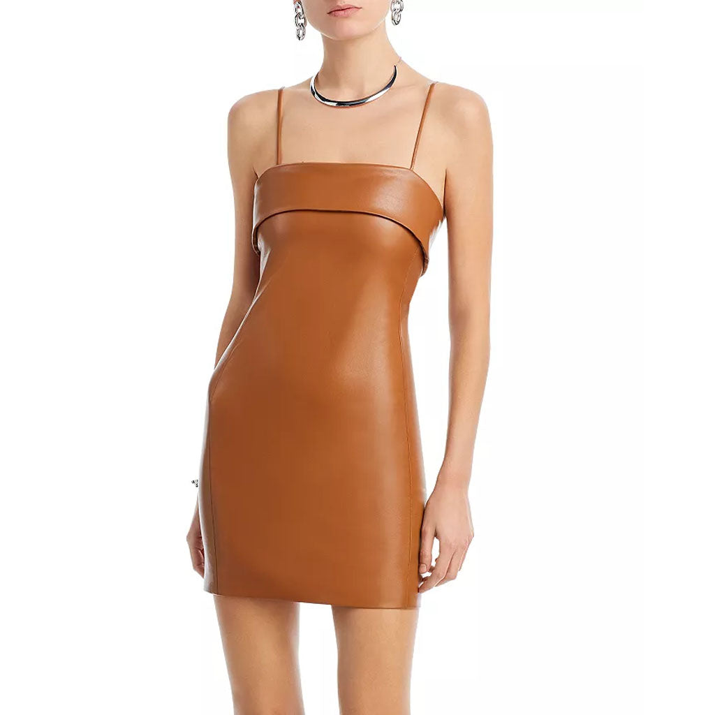 Tan Brown Minimal Women Leather Dress Fall Edition| HotLeatherWorld XL / Navy Blue Tan Brown Minimal Women Leather Dress Fall Edition| HotLeatherWorld XL / Navy Blue