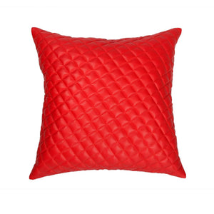 Elegant Red Quilted Leather Pillow Cover For Sophisticated Bedding and Decor