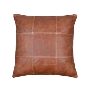 Reversible Design Front and Back Brown Genuine Leather Pillow Cover