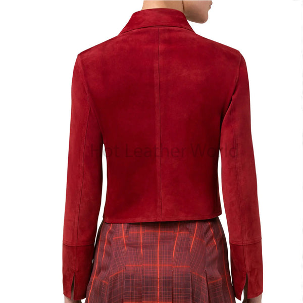 Premium Red Two Way Zipper Closure Women Suede Leather Jacket -  HOTLEATHERWORLD