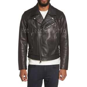 Trendy Moto Men Leather Jacket -  HOTLEATHERWORLD