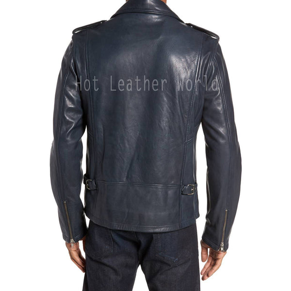 Men Moto Leather Biker Jacket -  HOTLEATHERWORLD
