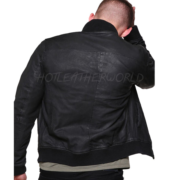 Faux Leather Men leather Bomber Jacket -  HOTLEATHERWORLD