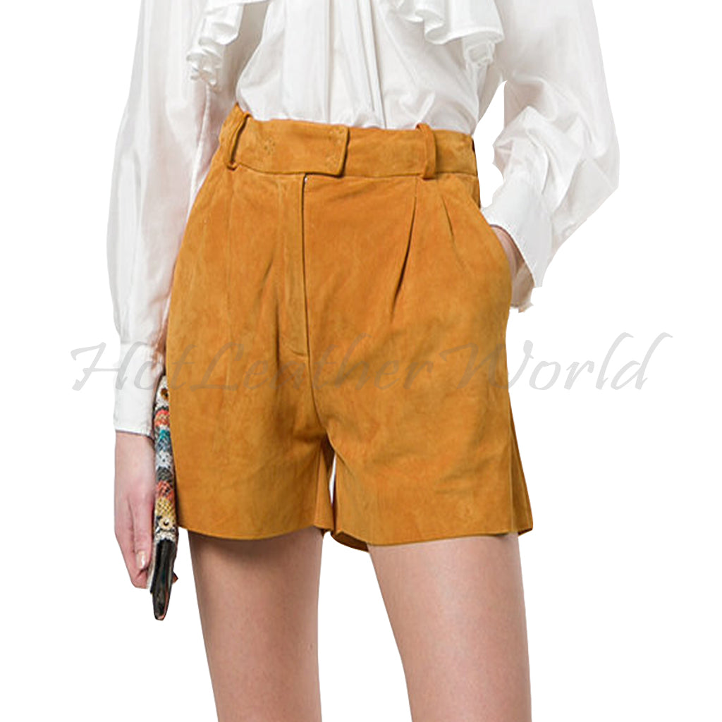 Suede Leather loose women shorts -  HOTLEATHERWORLD