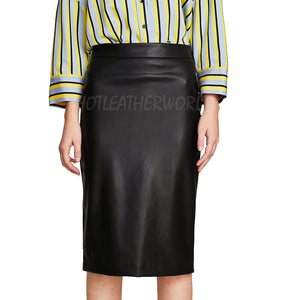 Faux Leather Pencil Skirt -  HOTLEATHERWORLD