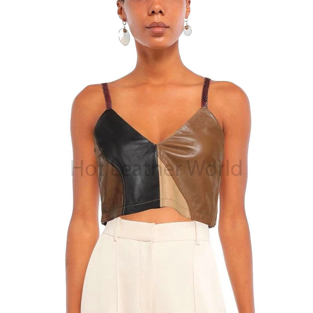 Leather v neck on sale top