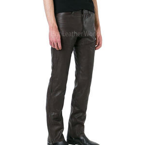 Classic Paneled Men Leather Pants -  HOTLEATHERWORLD