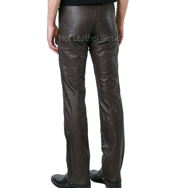 Classic Paneled Men Leather Pants -  HOTLEATHERWORLD
