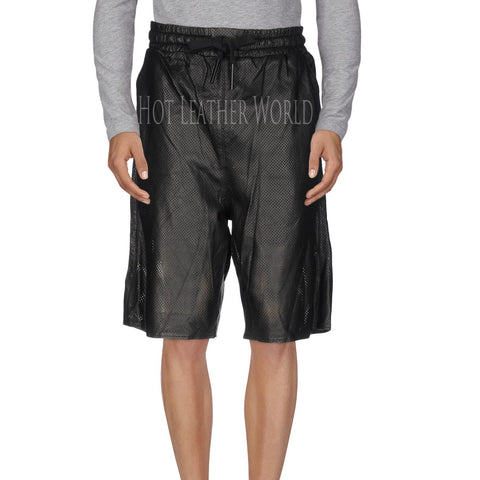 Perforated Leather Shorts For Men -  HOTLEATHERWORLD
