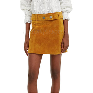 Suede Leather Mini Skirt -  HOTLEATHERWORLD
