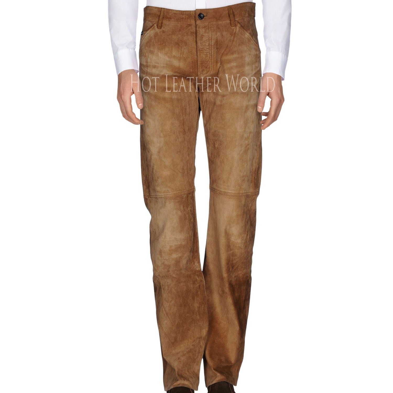 Men Suede Leather Pant