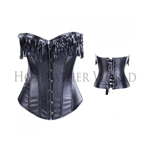 Strapless Faux Leather Corset -  HOTLEATHERWORLD