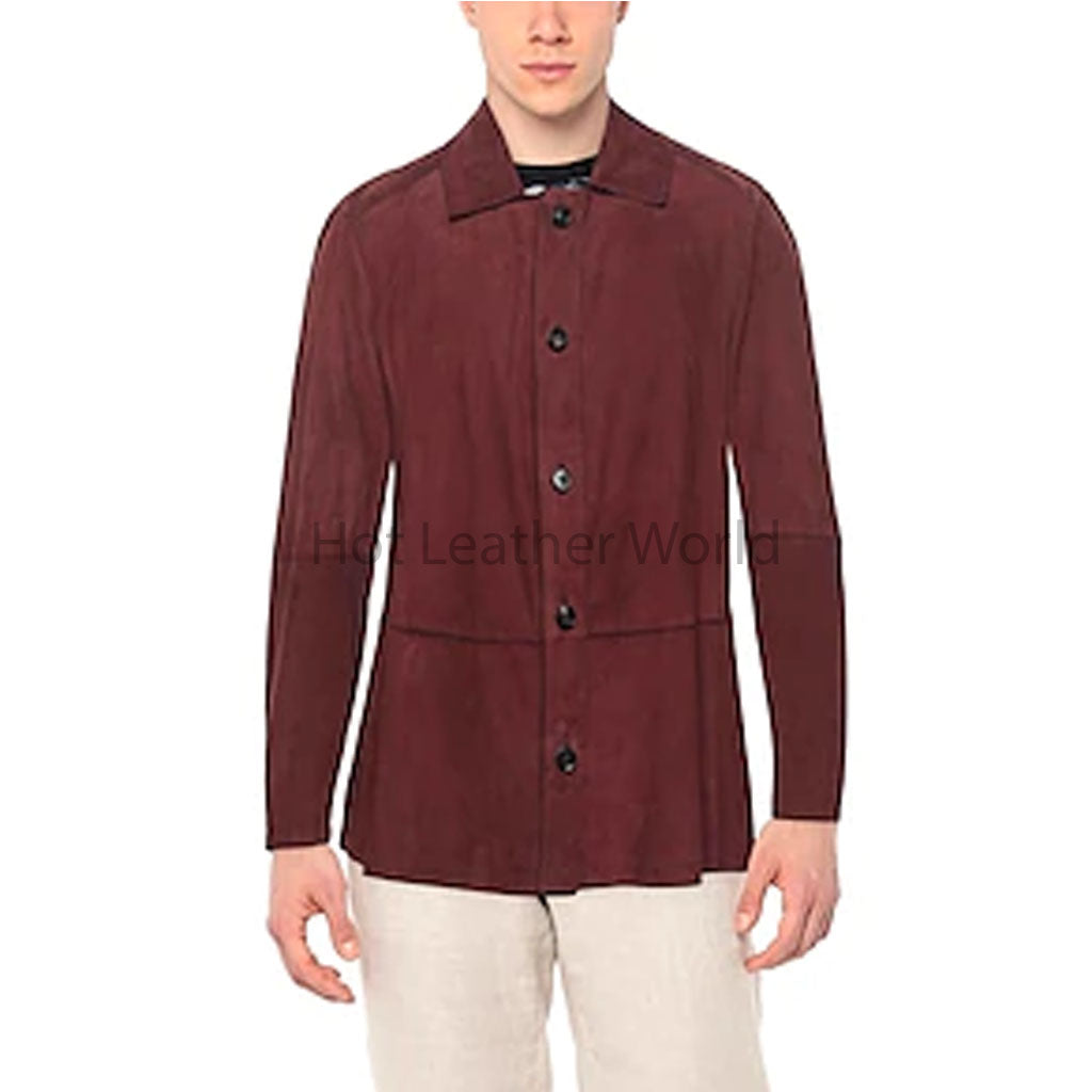 Chocolate Brown Button Up Men Genuine Leather Jacket -  HOTLEATHERWORLD