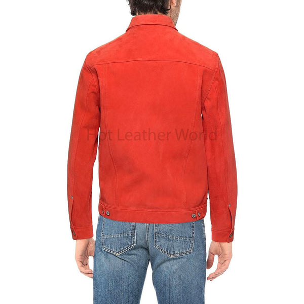 Stylish Bright Orange Patch Pocket Men Genuine Leather Jacket -  HOTLEATHERWORLD