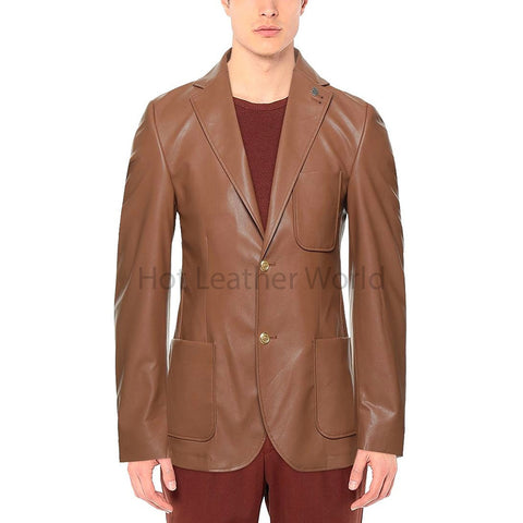 L.B Men's Black Cowhide Suede Leather Blazer Jacket – Casual Button-Up Hip Length Coat For Parties & Everyday Style