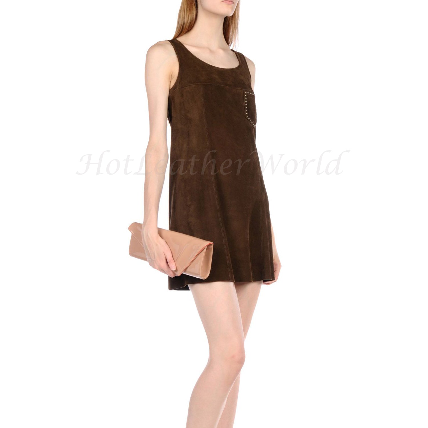 Suede Leather Women Dress -  HOTLEATHERWORLD