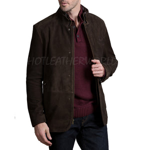 Men Suede Leather Blazer Jacket -  HOTLEATHERWORLD