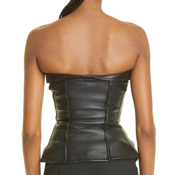 Stylish Black Zipper Detailed Corset Women Leather Halloween To -  HOTLEATHERWORLD