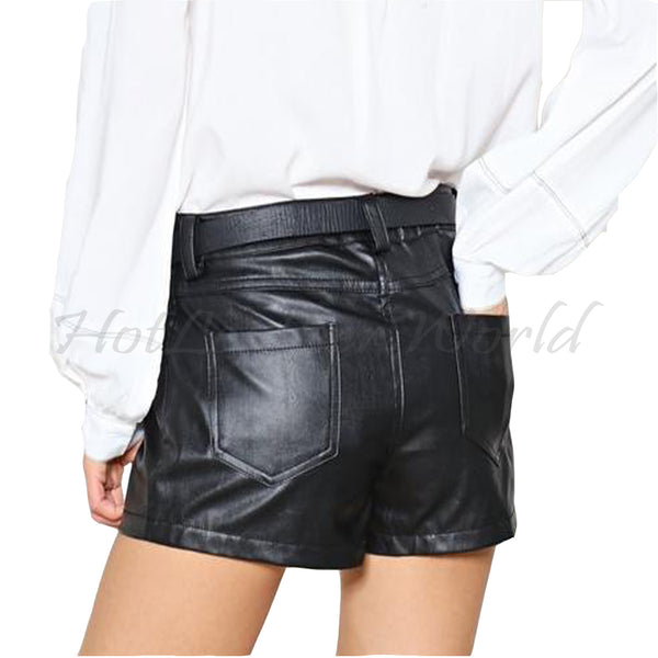 Hot Short Leather Shorts For Women -  HOTLEATHERWORLD