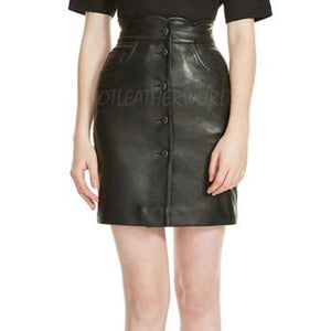High Waist Women Leather Skirt -  HOTLEATHERWORLD