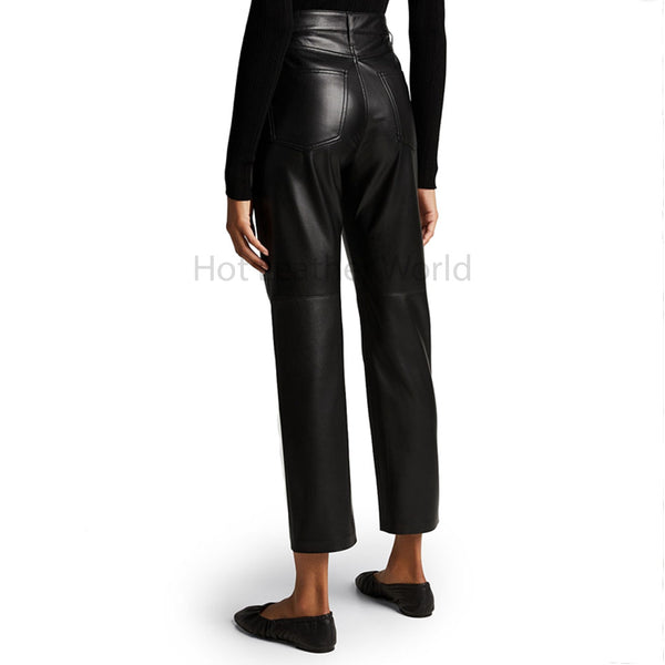Perfect Black Ankle Length Women Genuine Leather Pant -  HOTLEATHERWORLD