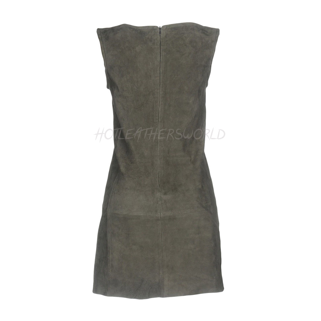 Suede Short Leather Dress 2 / Grey Suede Short Leather Dress 2 / Grey