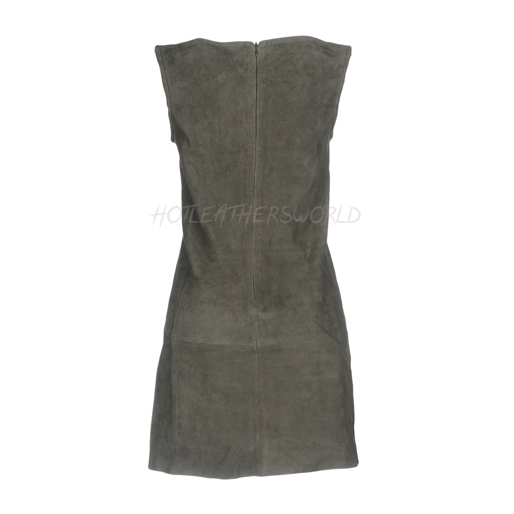 Suede Short Leather Dress -  HOTLEATHERWORLD
