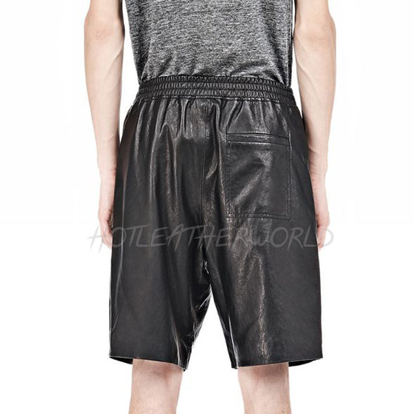 Regular Fit Men Leather Shorts -  HOTLEATHERWORLD