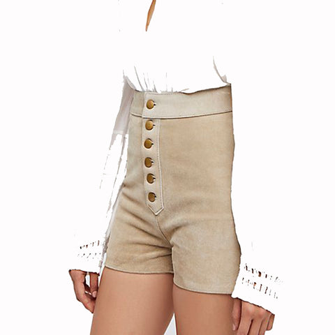 EMBROIDERED SUEDE LEATHER HOT SHORTS FOR WOMEN -  HOTLEATHERWORLD