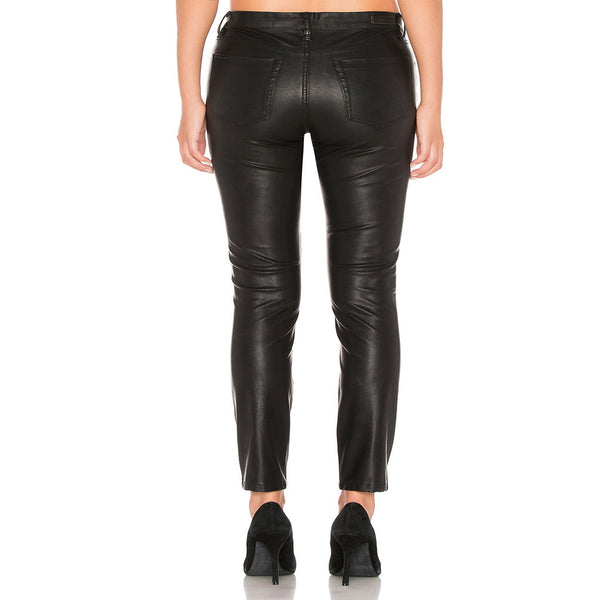 Classic Style Women Narrow Bottom Leather Pant -  HOTLEATHERWORLD