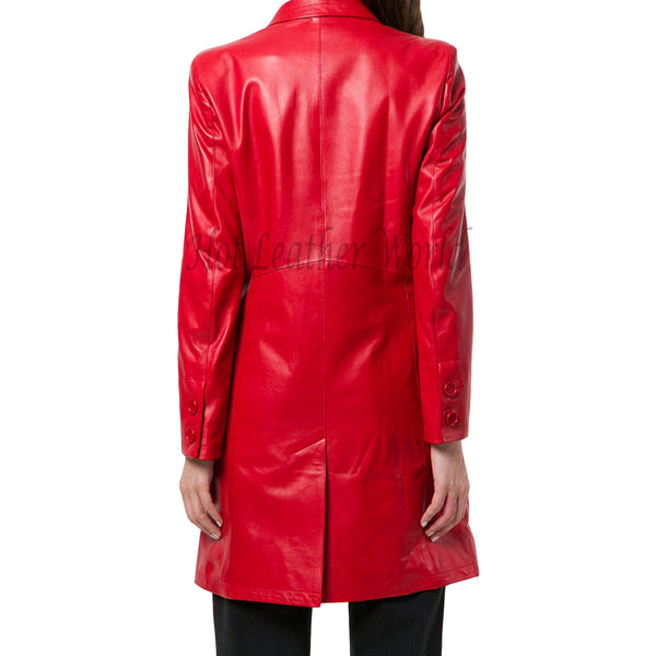 Red Lamb Skin Leather Coat For Women -  HOTLEATHERWORLD