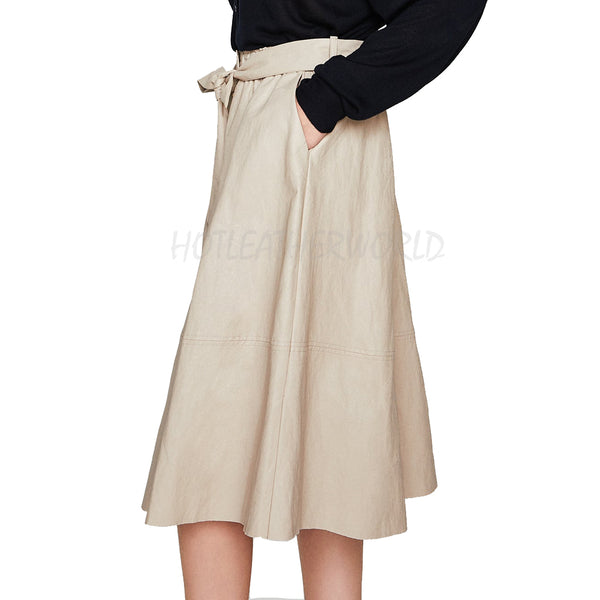 Lamb Skin Leather Maxi Skirt -  HOTLEATHERWORLD