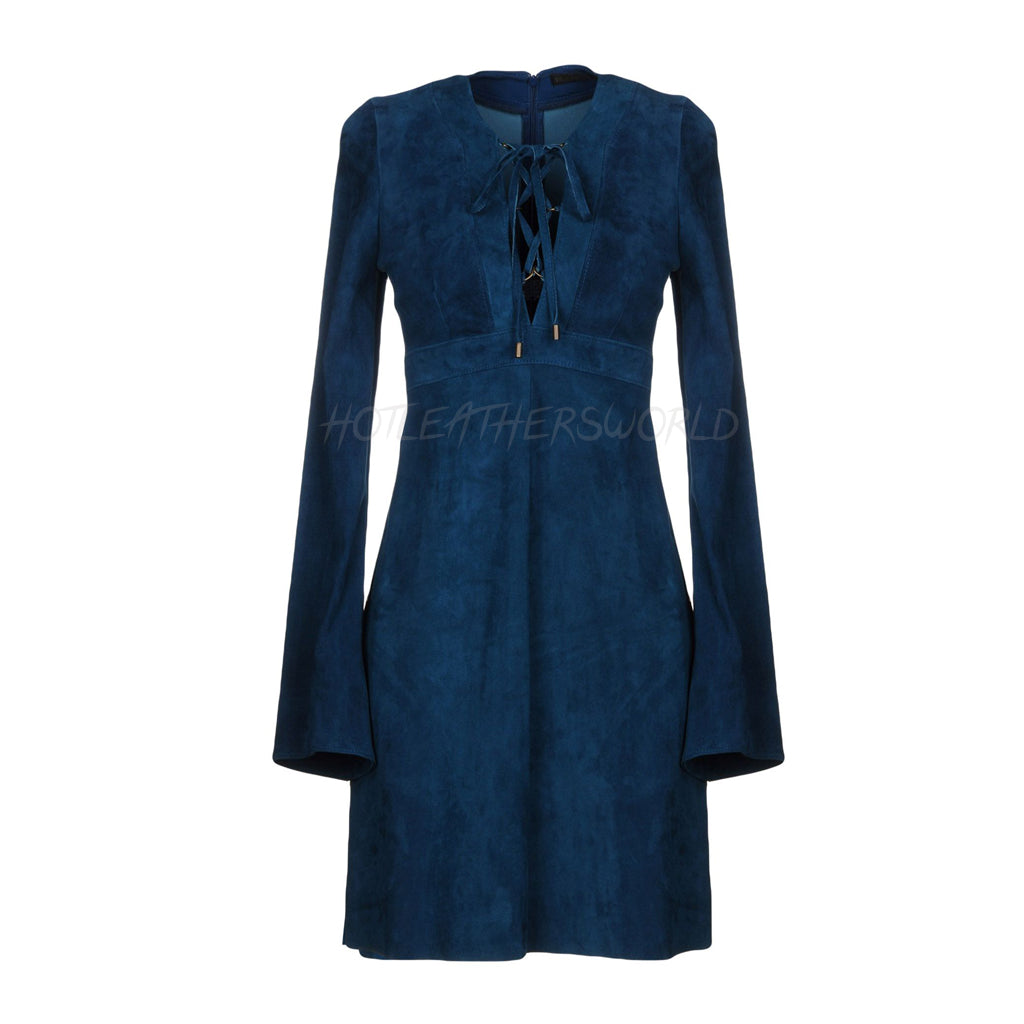leather bell sleeve dress Long Sleeve Faux Leather Midi Shirt Dress