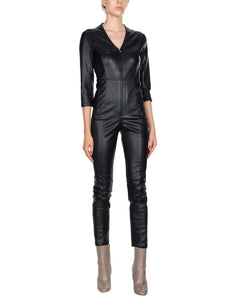 Slim Fit Styled Awesome Women Leather Jumpsuit -  HOTLEATHERWORLD