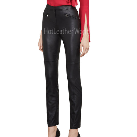 Faux-Leather Women Motto Legging -  HOTLEATHERWORLD