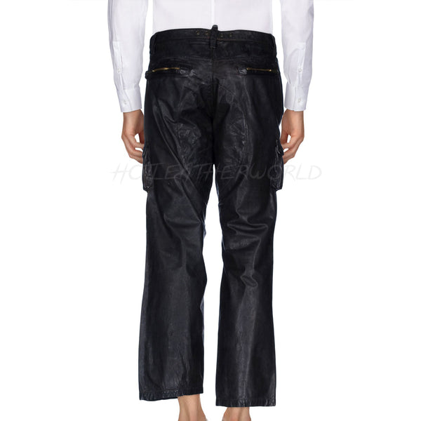 Cropped Men leather Pants -  HOTLEATHERWORLD