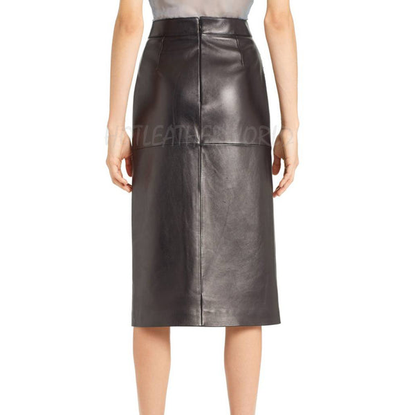 Studded Lambskin Leather Skirt -  HOTLEATHERWORLD