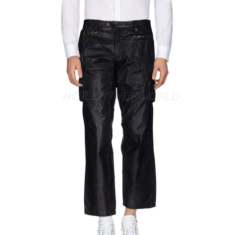 Cropped Men leather Pants -  HOTLEATHERWORLD
