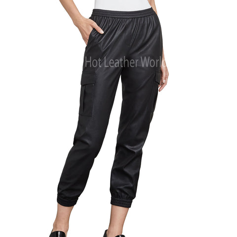 Faux-Leather Women Cargo Pant -  HOTLEATHERWORLD