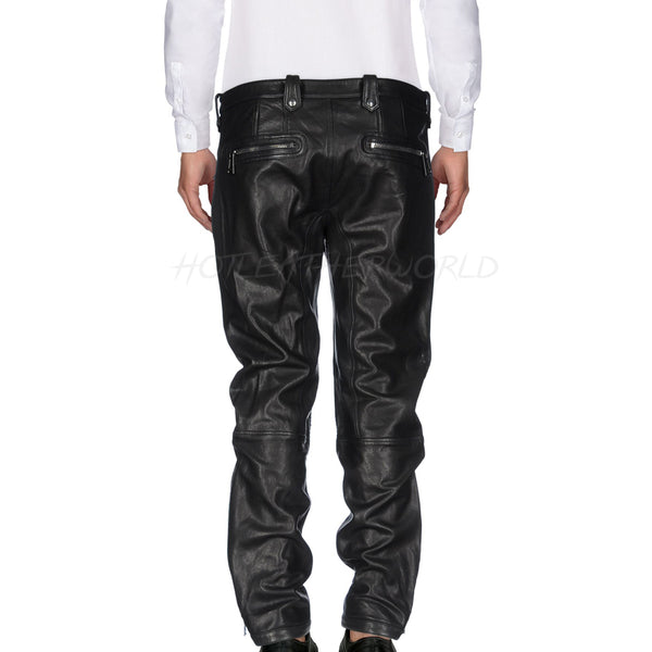 Stich Detailing Men Leather Pants -  HOTLEATHERWORLD