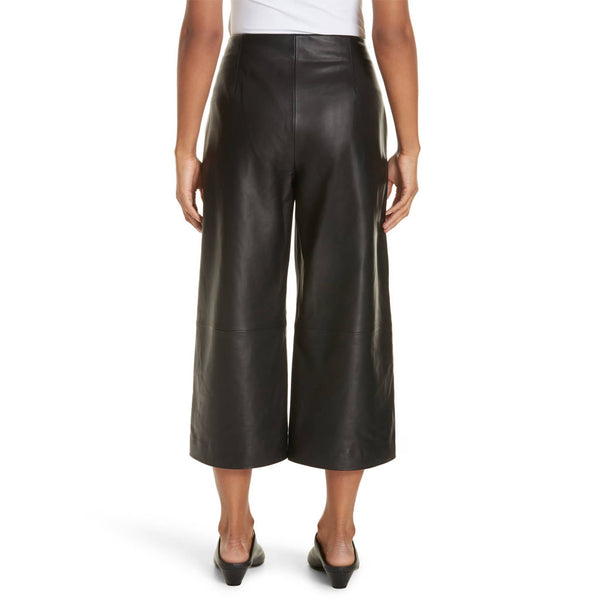 Wide Leg Crop Women Leather Pants -  HOTLEATHERWORLD
