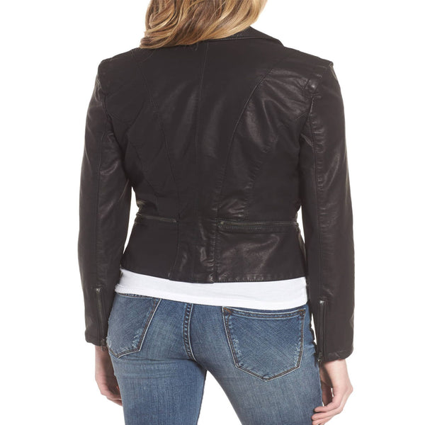 Fitted Moto Leather Jacket For Women -  HOTLEATHERWORLD