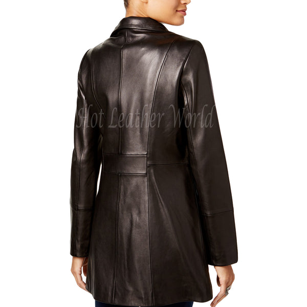 Asymmetrical Women Leather Coat -  HOTLEATHERWORLD