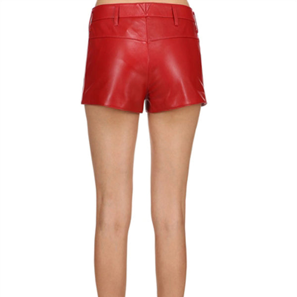 Eyelet-Embroidered High-Rise Leather Shorts -  HOTLEATHERWORLD