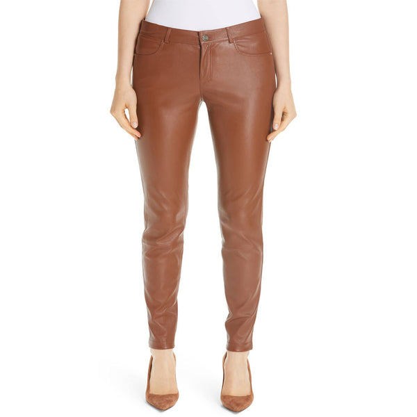 Five-Pocket Style Women Leather Pants -  HOTLEATHERWORLD