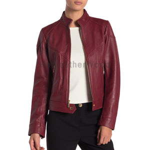 Paneled Women Leather Jacket -  HOTLEATHERWORLD