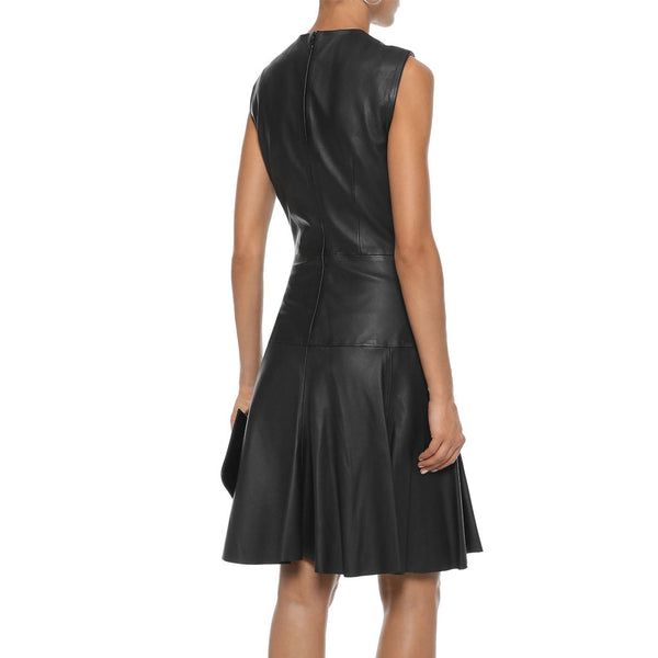 Corporate Wear Sleeveless Women Leather Dress -  HOTLEATHERWORLD