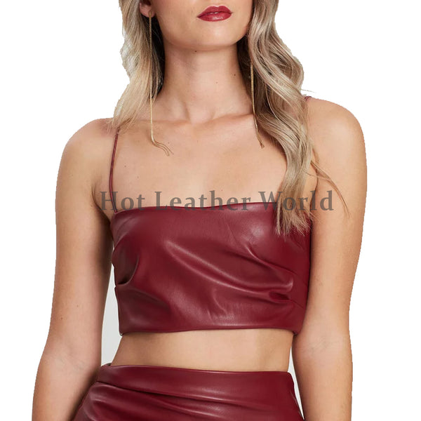 Cropped Length Women Leather Top -  HOTLEATHERWORLD